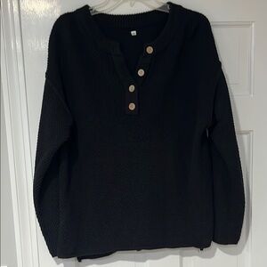 EUC Black Sweater with Button Detail Medium